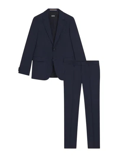 Hugo Boss Two-piece Regular-fit Suit In Virgin Wool And Silk In Blue