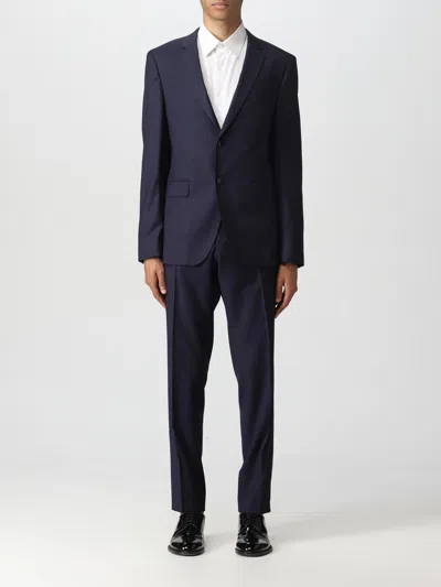 Hugo Boss Tailored Suit With Notch Lapel And Chest Pocket In Blue