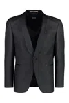 Hugo Boss Boss Single-breasted Virgin Wool Jacket In Black