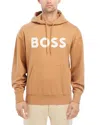 Hugo Boss Sullivan Cotton Logo Print Regular Fit Hoodie In Medium Beige/white