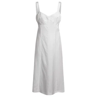Hugo Boss Summery Dress With Wide Straps And Seaming Detail In White