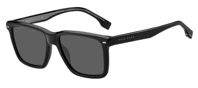 Pre-owned Hugo Boss Sunglasses  1317/s 284 (ir) Black Ruthenium/grey Cal.55 In Gray