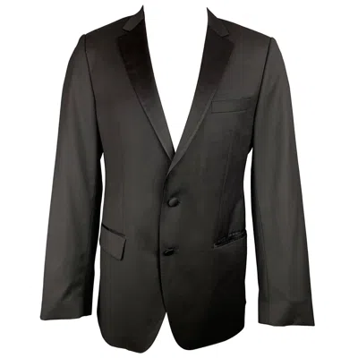 Pre-owned Hugo Boss Super 120 Size 42 Regular Black Wool Notch Lapel Sport Coat