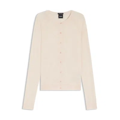 Hugo Boss Superfine Merino Wool Cardigan In Neutral