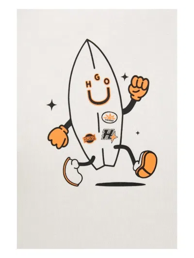 Hugo Boss Surfing-character Sweatshirt In White