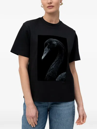 Hugo Boss Swan-print T-shirt In Black