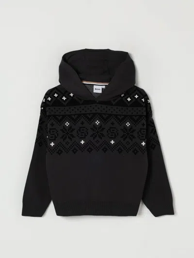 Hugo Boss Sweater Boss Kids Color Grey In Black