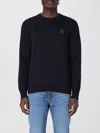 Hugo Boss Logo-patch Crew-neck Sweater In Blue
