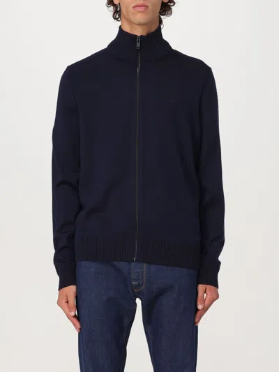 Hugo Boss Zip-up Virgin-wool Sweater In Blau