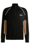 Hugo Boss Cotton-blend Sweater With Colour-blocking And Logo In Black