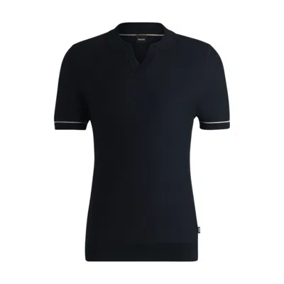 Hugo Boss Sweater With Johnny Collar In Blue