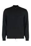 Hugo Boss Boss Sweater With Zipper In Virgin Wool In Black