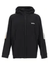Hugo Boss Boss X Matteo Berrettini Regular-fit Zip-up Hoodie With Signature-stripe Artwork In Black