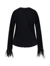 Hugo Boss Long Sleeve Knitwear Featuring Feather Cuffs In Black