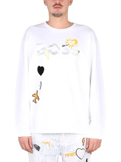 Hugo Boss Boss Salbo Lotus Sweatshirt In White