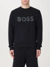 Hugo Boss Stretch-cotton Sweatshirt With Sandwich Logo In Black
