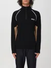 Hugo Boss Cotton-blend Sweater With Colour-blocking And Logo In Schwarz
