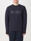 Hugo Boss Stretch-cotton Sweatshirt With Sandwich Logo In Black