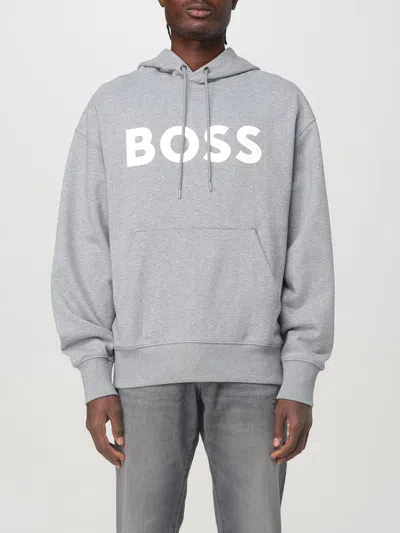 Hugo Boss Elegant Gray Hooded Sweatshirt With Logo In Grey