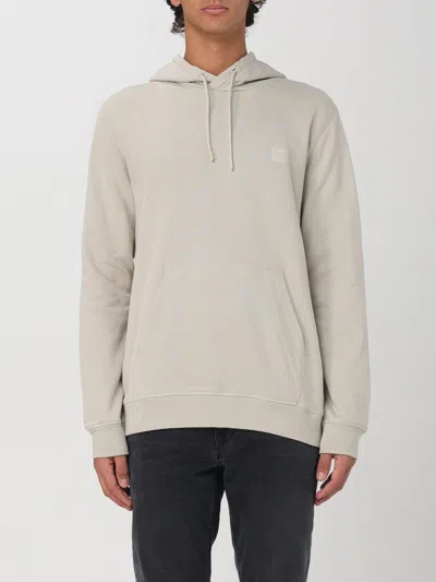 Hugo Boss Hooded Sweatshirt With Logo Patch In Beige