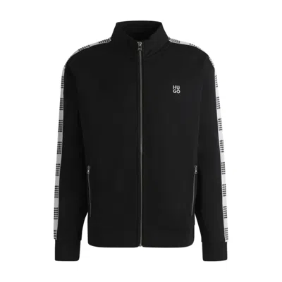 Hugo Boss Sweatshirt With Checked Tape In Black