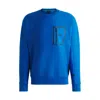 Hugo Boss Sweatshirt With Decorative Reflective Print In Blue