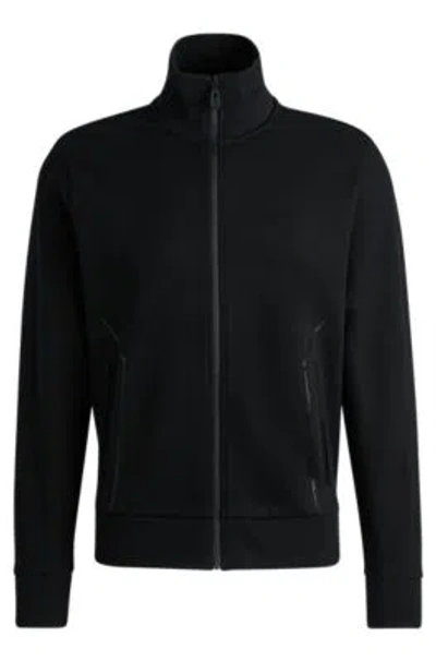 HUGO BOSS SWEATSHIRT WITH JACQUARD COLLAR AND CUFFS