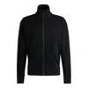 Hugo Boss Sweatshirt With Jacquard Collar And Cuffs In Black