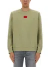 Hugo Boss Logo-patch Cotton Sweatshirt In Green