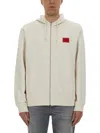 Hugo Boss Hooded Sweatshirt With Ribbed Trim In White