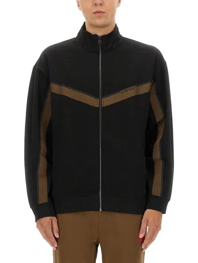 HUGO BOSS SWEATSHIRT WITH LOGO AND ZIPPER