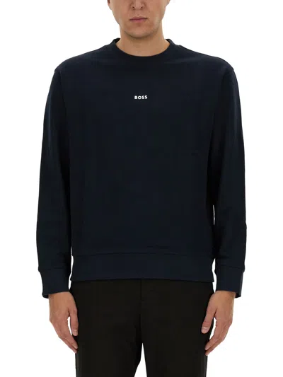 Hugo Boss Boss Sweatshirt With Logo In Blue