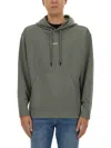 Hugo Boss Cotton-terry Hoodie With Contrast Logo In Grey