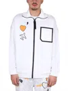 Hugo Boss Logo Print High Collar Sweatshirt With Front Pocket In White