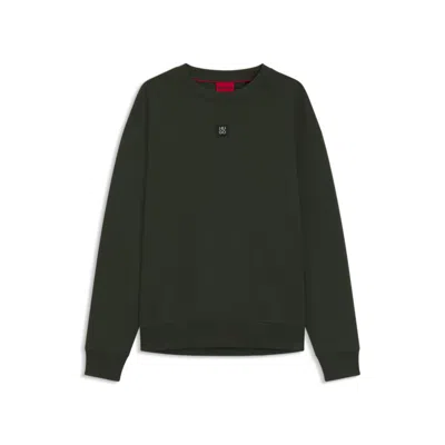 Hugo Boss Sweatshirt With Stacked-logo Badge In Green