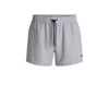 Hugo Boss Swim Shorts In Striped Seersucker Fabric In Blue
