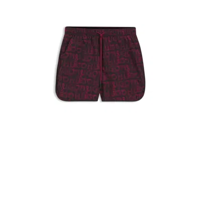 Hugo Boss Swim Shorts With All-over Print In Pink