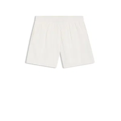 Hugo Boss Swim Shorts With All-over Stacked Logos In Beige