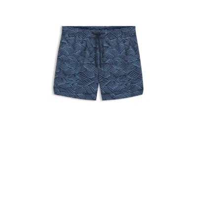 Hugo Boss Swim Shorts With Logo Artwork In Blue