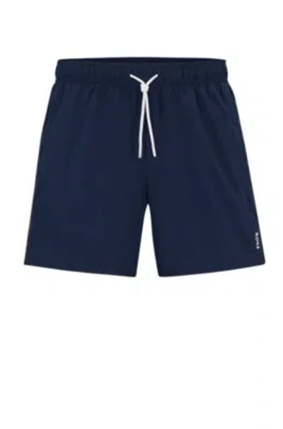 Hugo Boss Swim Shorts With Signature Stripe And Logo In Dark Blue