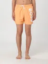 Hugo Boss Vertical-logo-print Swim Shorts In Quick-dry Poplin In Orange