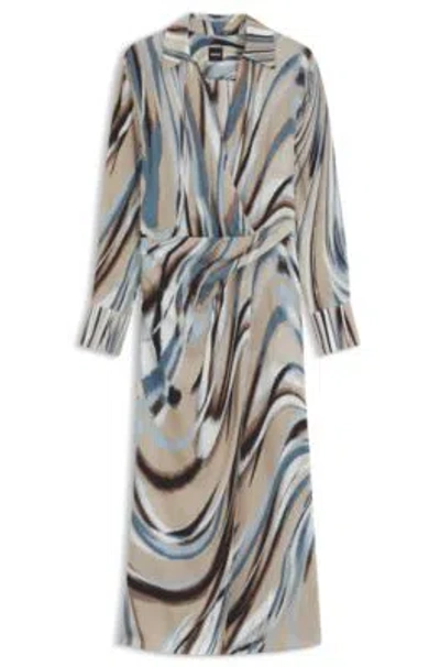Hugo Boss Swirl-print Dress With Wrap Front In Pattern