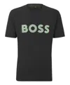 Hugo Boss Cotton-jersey Regular-fit T-shirt With Mesh Logo In Black