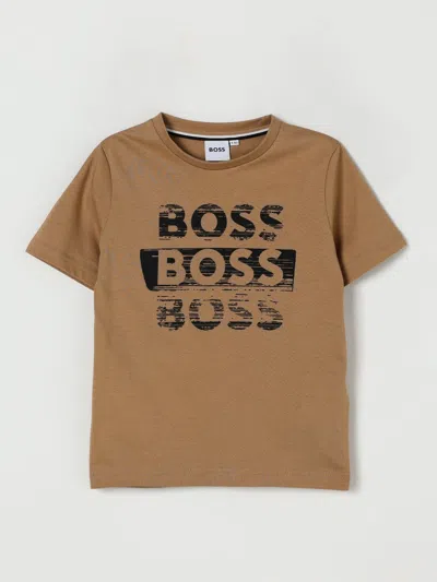 Hugo Boss T-shirt Boss Kids Color Biscuit In Brown