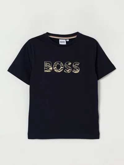 Hugo Boss T-shirt Boss Kids Color Navy In Black