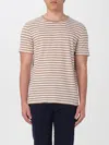 Hugo Boss Striped Crew Neck T-shirt In Beige