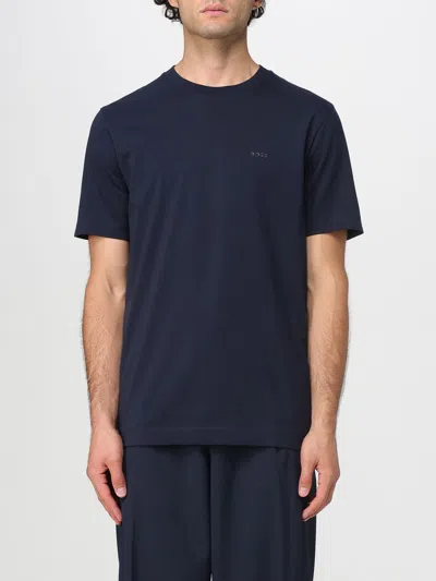 Hugo Boss Boss Men Cotton Jersey T-shirt With Logo In Blue