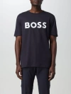 Hugo Boss Rn Mens Relaxed Fit T-shirt With Contrast Logo In Blue