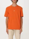 Hugo Boss Relaxed-fit T-shirt In Stretch Cotton With Logo Print In Orange