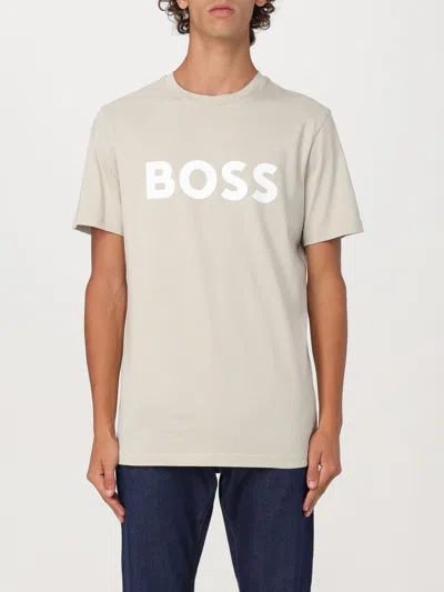 Hugo Boss Logo-stamp T-shirt In Neutrals